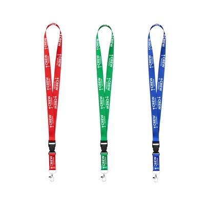 3/4" Full Color Dye-Sublimated Lanyard W/ Lobster Claw, Buckle And Breakaway
